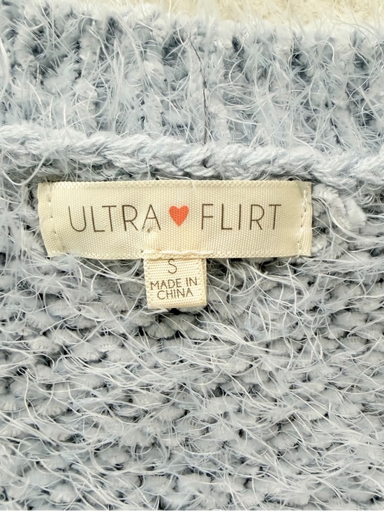 Ultra Flirt Fuzzy Knit Sweater Light Blue Size S Soft Cozy Cropped Fit - Picture 10 of 11